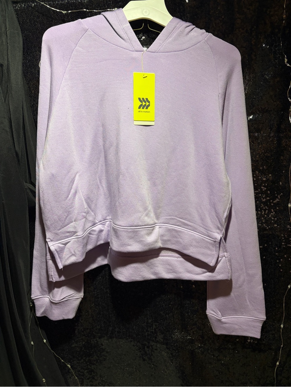 All in Motion Girls Purple Cropped Pullover Hoodie Large